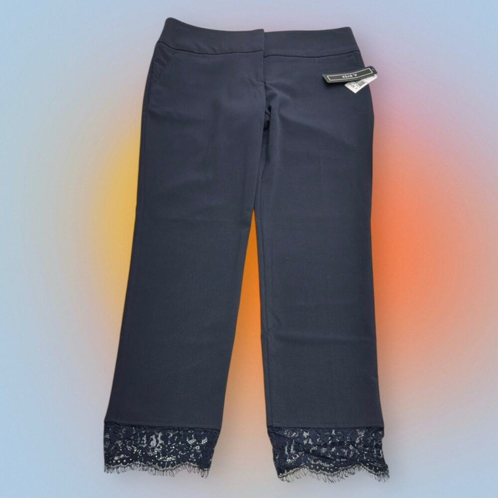 A. BYER Women’s 7 (juniors) Tummy Slimming Blue Lace Ankle Pant